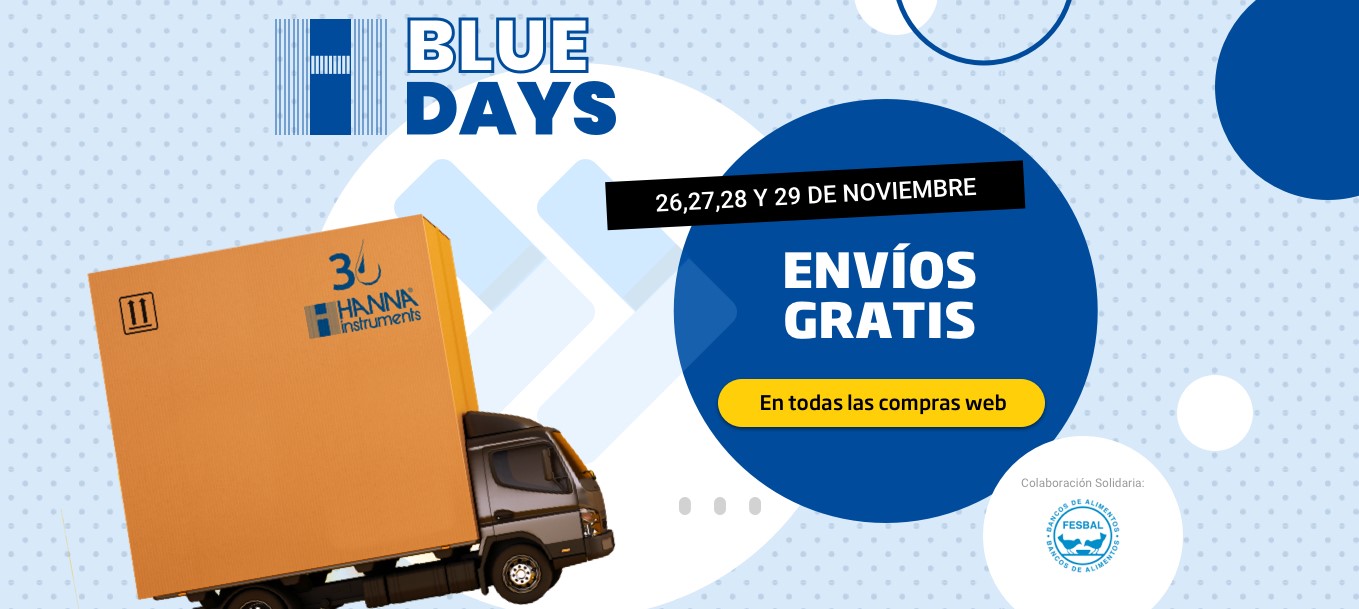 Promoción Blue Days de Hanna Instruments, 26-29 de noviembre, con envíos gratis en todas las compras web